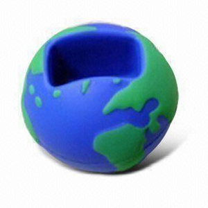 PU Foam Stress Toy Globe Ball Mobile Phone Holder