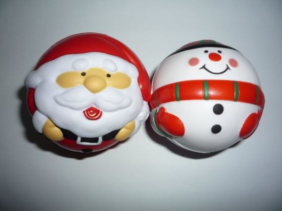 PU Stress Squishy Toys Christmas Santa Claus and Snowman Shapes