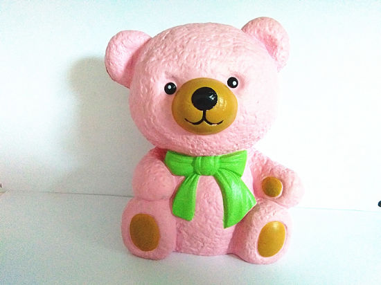 Bow Tie Pink Bear PU Soft Slow Rising Squishy Toy