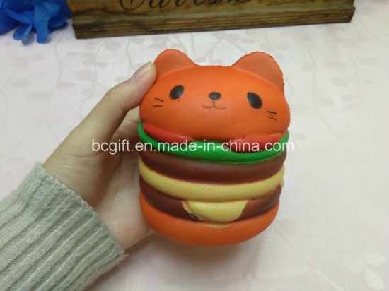 Big Hamburger Cat Bulk Squishies Scented PU Slow Rising Squishy Toys