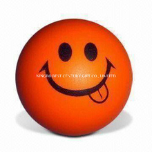 PU Foam Anti Stress Ball Smiling Ball Shape Orange Color Toy